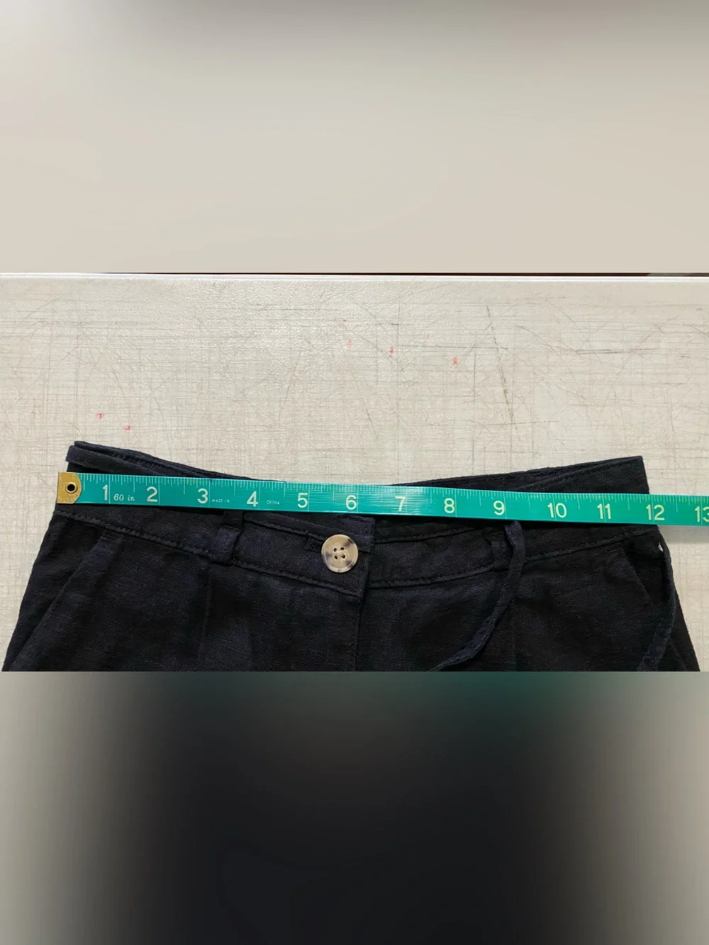 H&M Black linen Wide-Leg High-Waist Pants with Tie